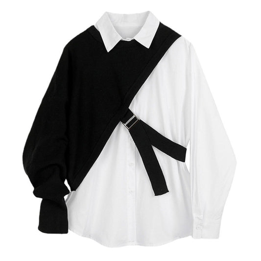 Orlisse - Polo Blanc et Gilet Noir Châle