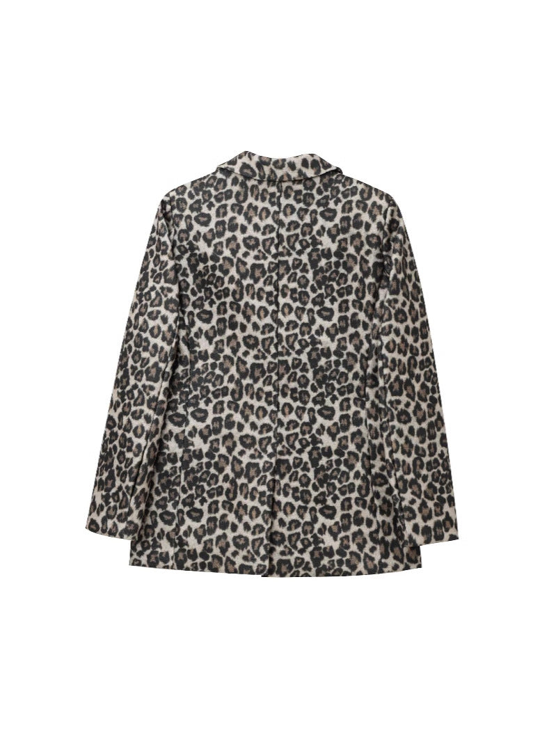 Orlisse - Manteau Long Imprimé Animalier avec Col à Revers